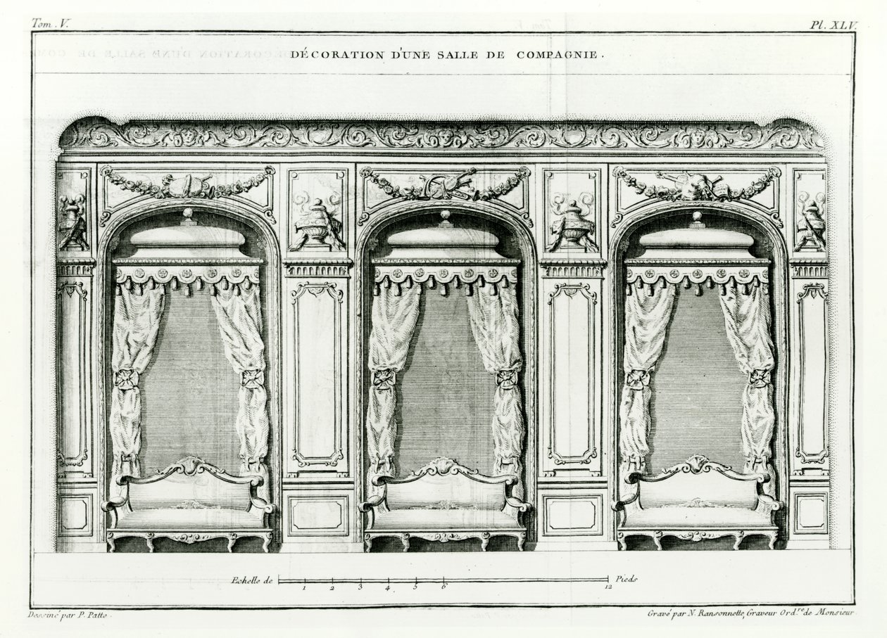 A smart Parisian Drawing room, early 1770 from Cours d