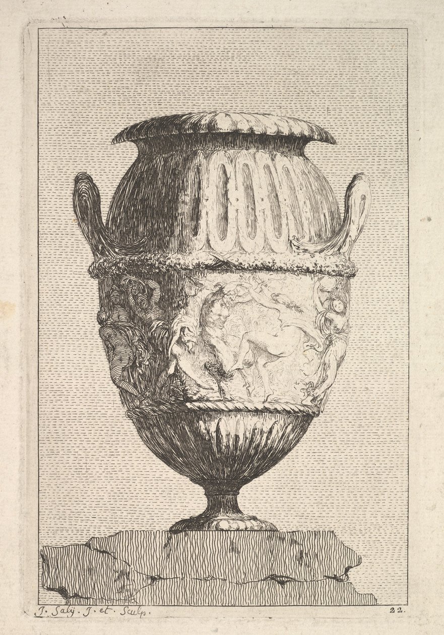 Design for a Vase with a Bacchic Frieze, from: Vases, 1746 by Jacques Francois Joseph Saly