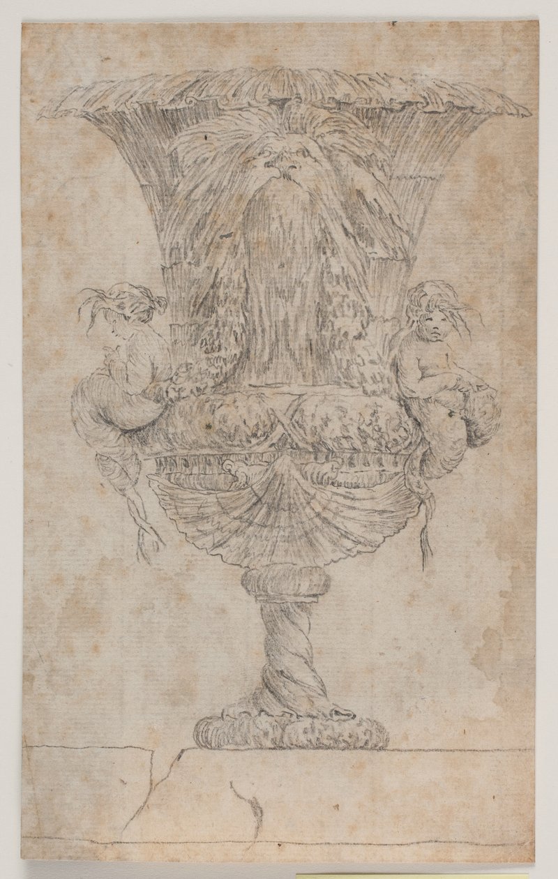 Decorative Vase with Two Putti (Mermaids?). Copy after Drawing (pl. 9) in the Suite of Vases Drawn by Saly in 1746. 