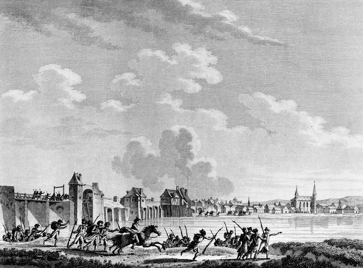French Revolution: Deroute de Passy on July 13, 1793. Engraving by Berthaut after Swebach. Paris, Library of the Institute of History of Revolution by Jacques Francois Joseph Swebach