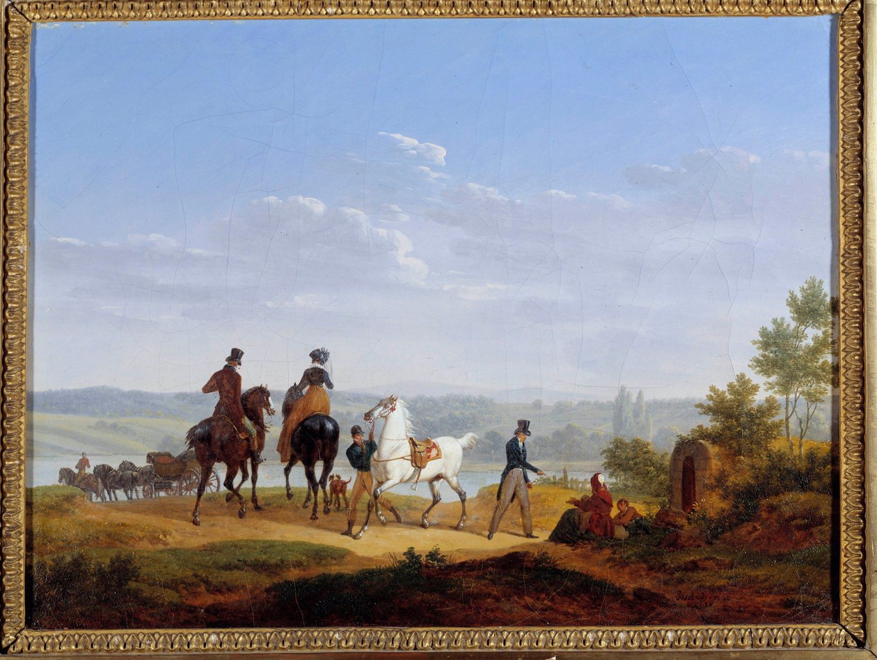 Landscape with Figures and Horsemen by Jacques Francois Joseph Swebach
