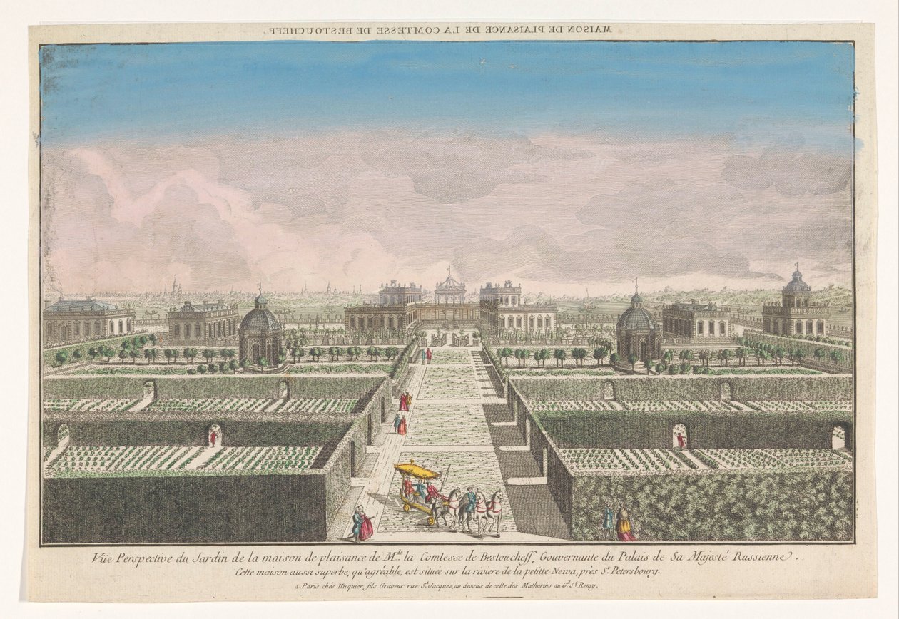 View of the Garden of the Country House of Countess Bestoucheff near Saint Petersburg by Jacques Gabriel Huquier