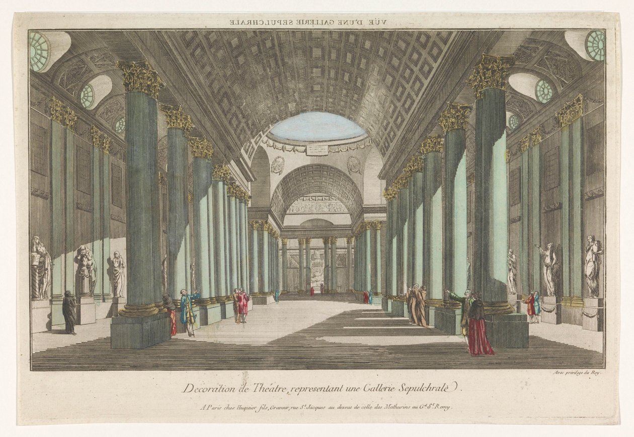 View of a Gallery with Sepulchral Statues by Jacques Gabriel Huquier