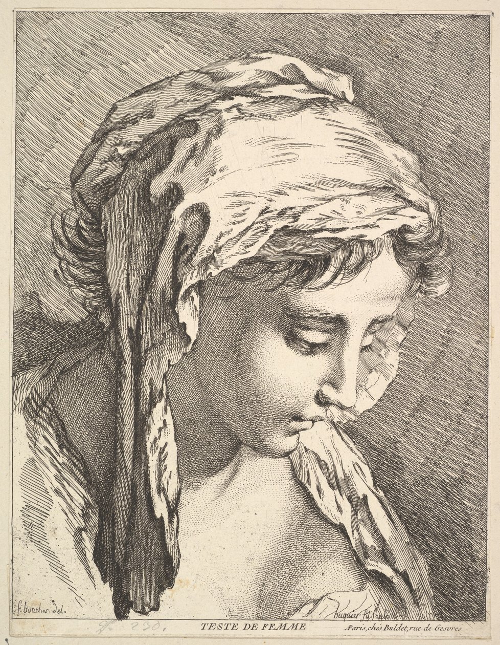 Head of a Woman by Jacques Gabriel Huquier