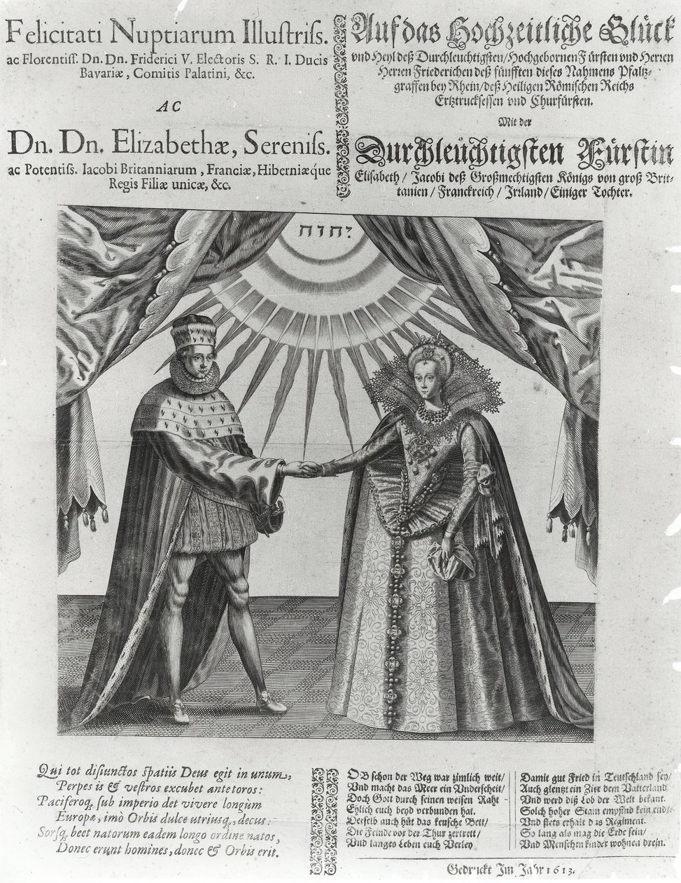 A Broadside on the Wedding of Frederick V, Elector Palatine, and Princess Elizabeth of England, 1613 by Jacques Granthomme