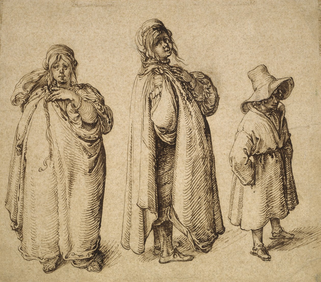 Two Studies of a Roma Woman and a Roma Boy in a Large Hat by Jacques II de Gheyn