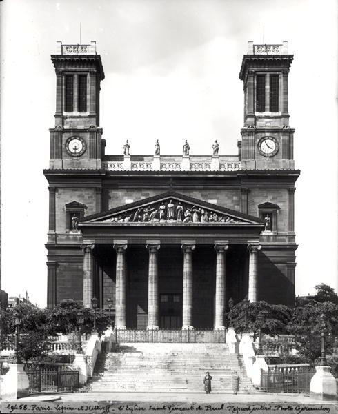 Facade of the Church of St. Vincent de Paul, built 1824-44 by Jacques Ignace Hittorff