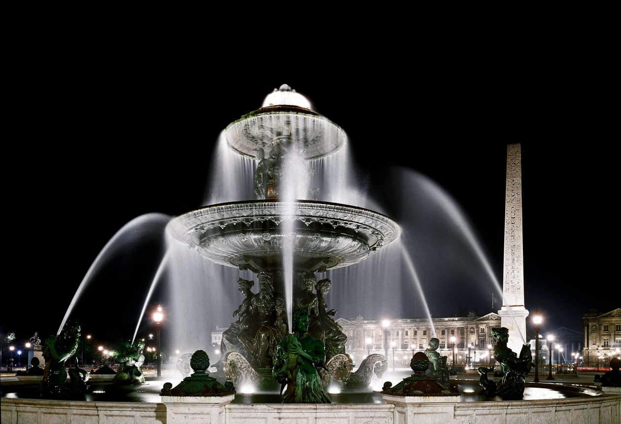 View of the Fountain Made by Jacques Ignace Hittorff and the Obelisk of Place de la Concorde in Paris by Jacques Ignace Hittorff