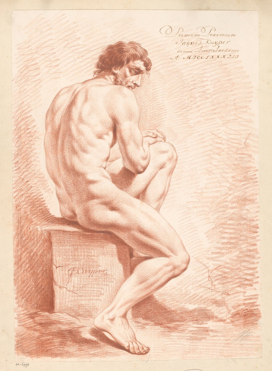 Seated Male Nude, Seen from the Back (1st Prize 1783) by Jacques Kuyper