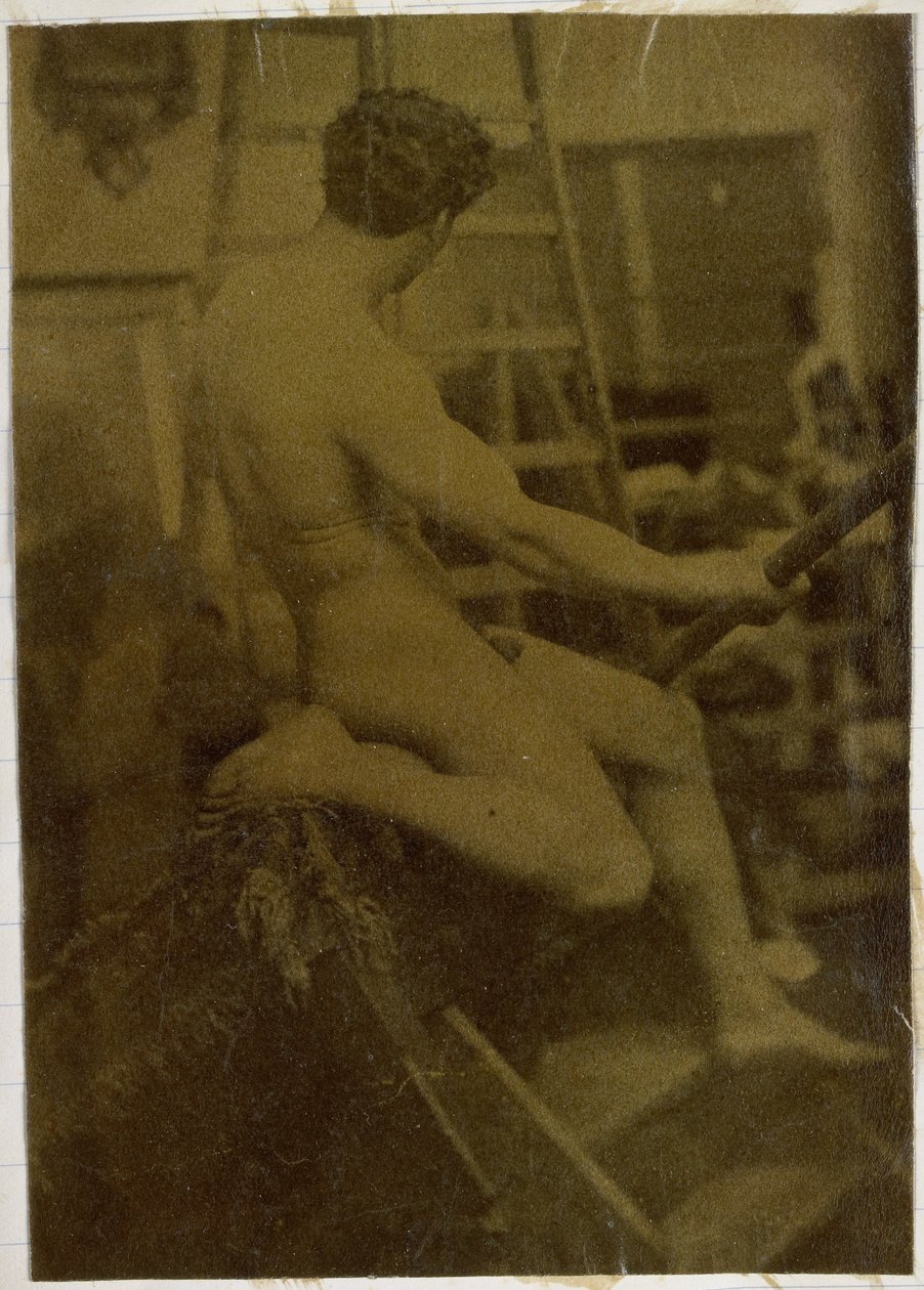 Study of a Male Nude Model, Seen from the Back, in the Studio of Jacques de Lalaing by Jacques Lalaing (attributed to)