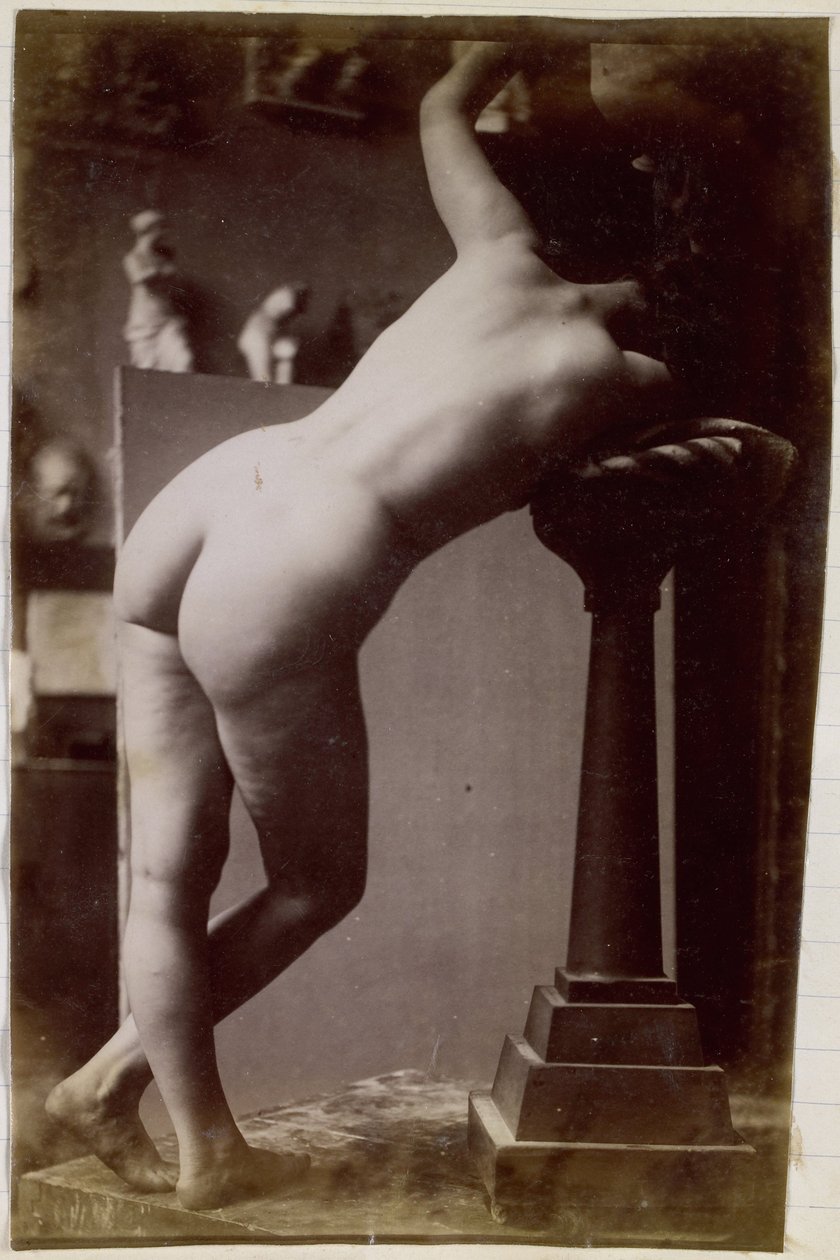 Study of a Female Nude Model, Seen from the Back, in the Studio of Jacques de Lalaing, Preliminary Study for Circular Fountain by Jacques Lalaing (attributed to)