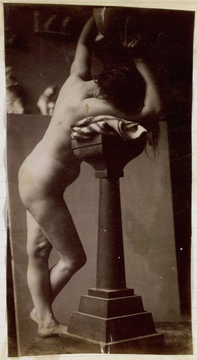 Study of a Female Nude Model, Seen from the Side, in the Studio of Jacques de Lalaing, Preliminary Study for Circular Fountain by Jacques Lalaing (attributed to)