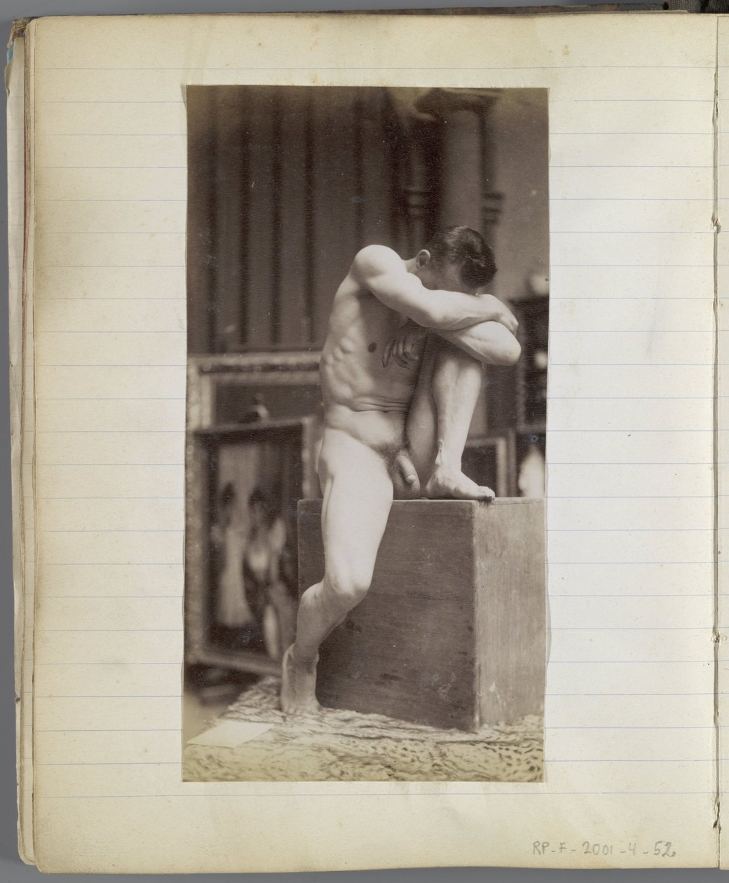 Study of a Seated Male Nude Model in the Studio of Jacques de Lalaing by Jacques Lalaing (attributed to)