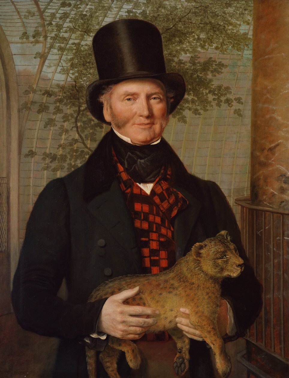 Portrait of Edward Cross, Holding a Lion Cub by Jacques Laurent Agasse