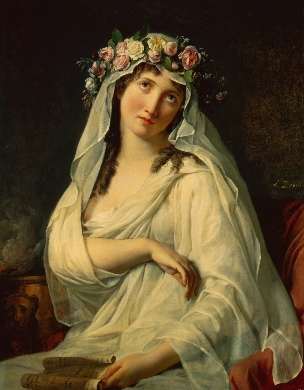 A Vestal Virgin Crowned with Flowers by Jacques Louis David
