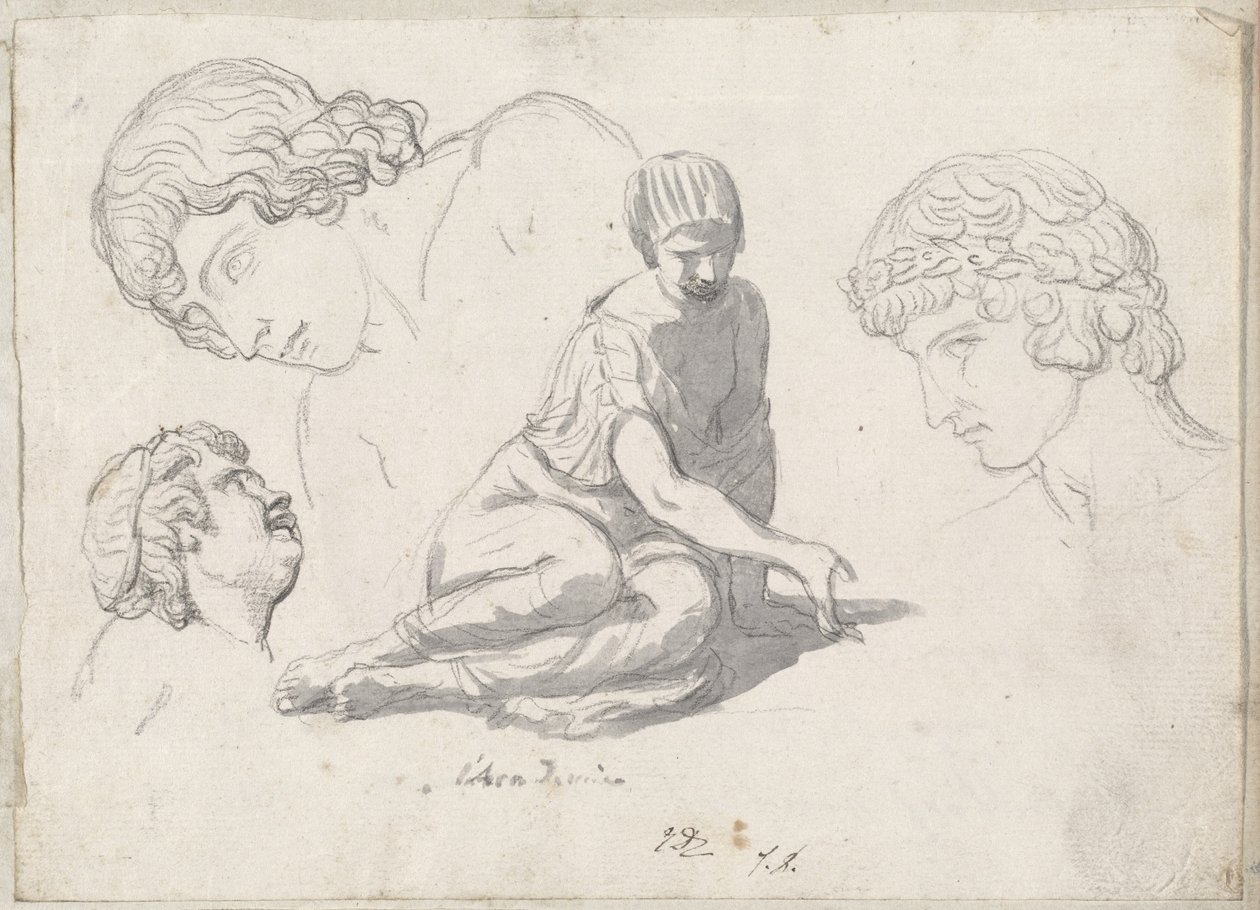 Dice-Thrower and Other Studies after Ancient Sculptures by Jacques Louis David