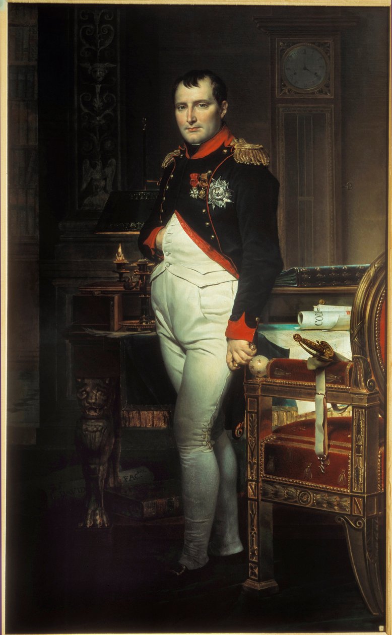 Portrait of Napoleon I (1769-1821) in his study at the Tuileries (1812) by Jacques Louis David