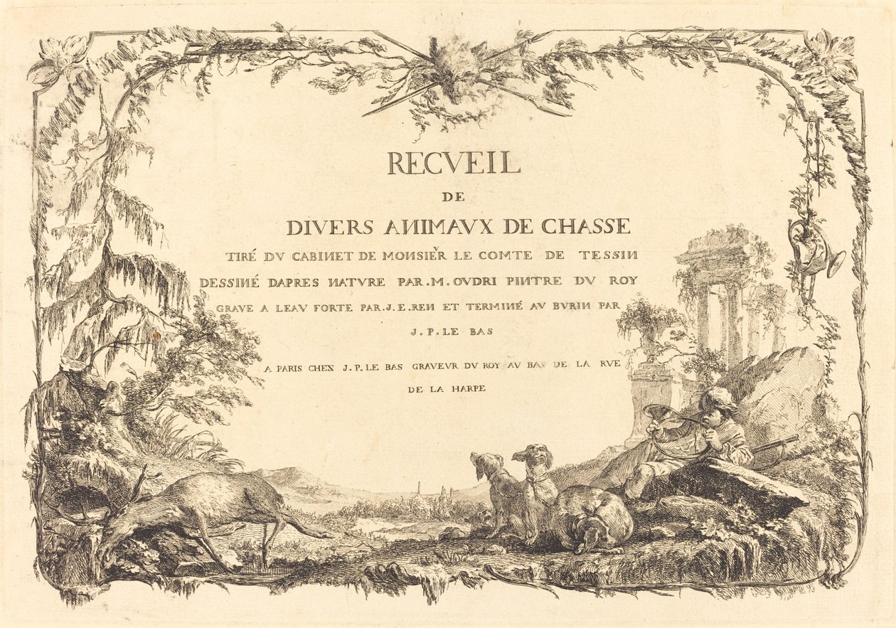 Title Page by Jacques Philippe Le Bas and Jean Eric Rehn after Jean Baptiste Oudry