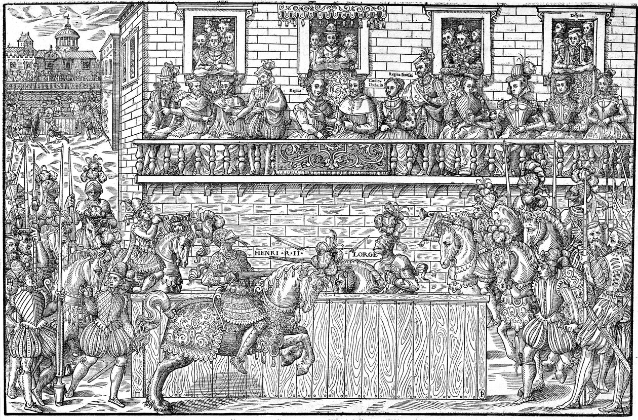 The tournament where Henri II is mortally wounded, 1559 by Jacques Tortorel