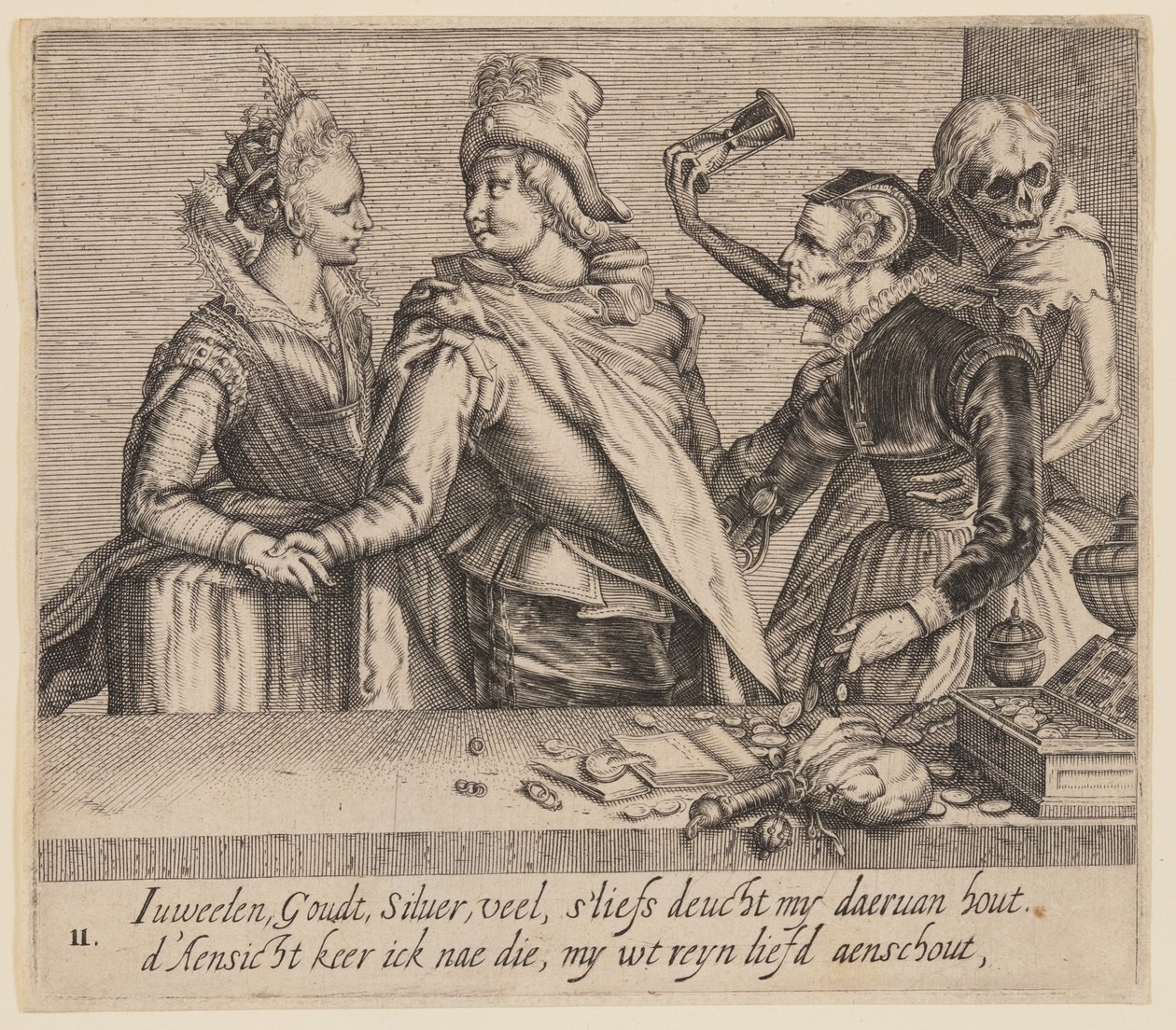 A Young Man between a Young Woman and an Old Woman, from Unequal Lovers by Jacques de Gheyn II