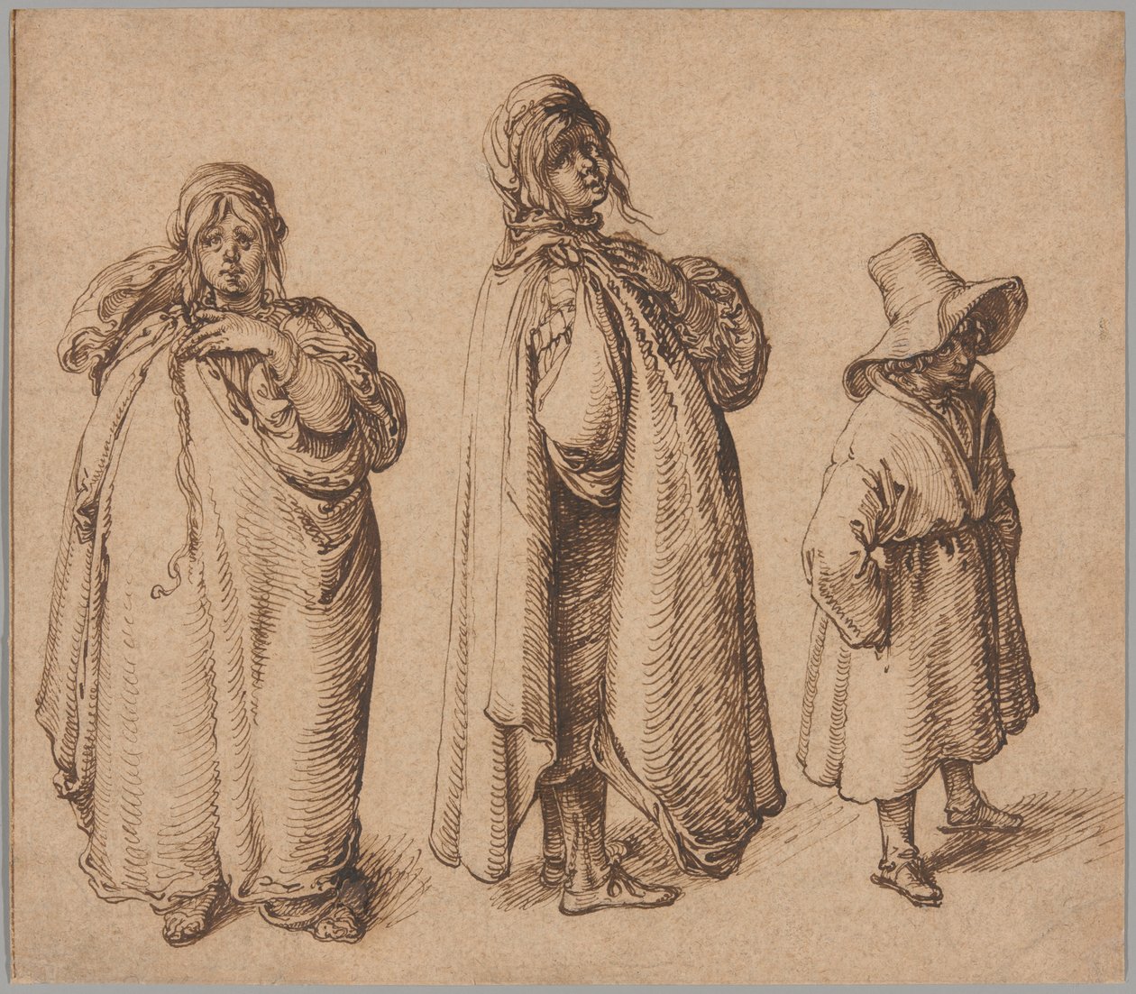 Two Studies of a Roma Woman and a Roma Boy in a Large Hat by Jacques de Gheyn II