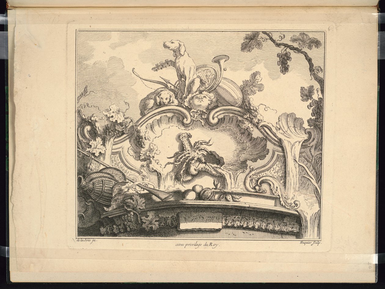 Design for a Cartouche with Crayfish (Horizontal) by Jacques de Lajoüe