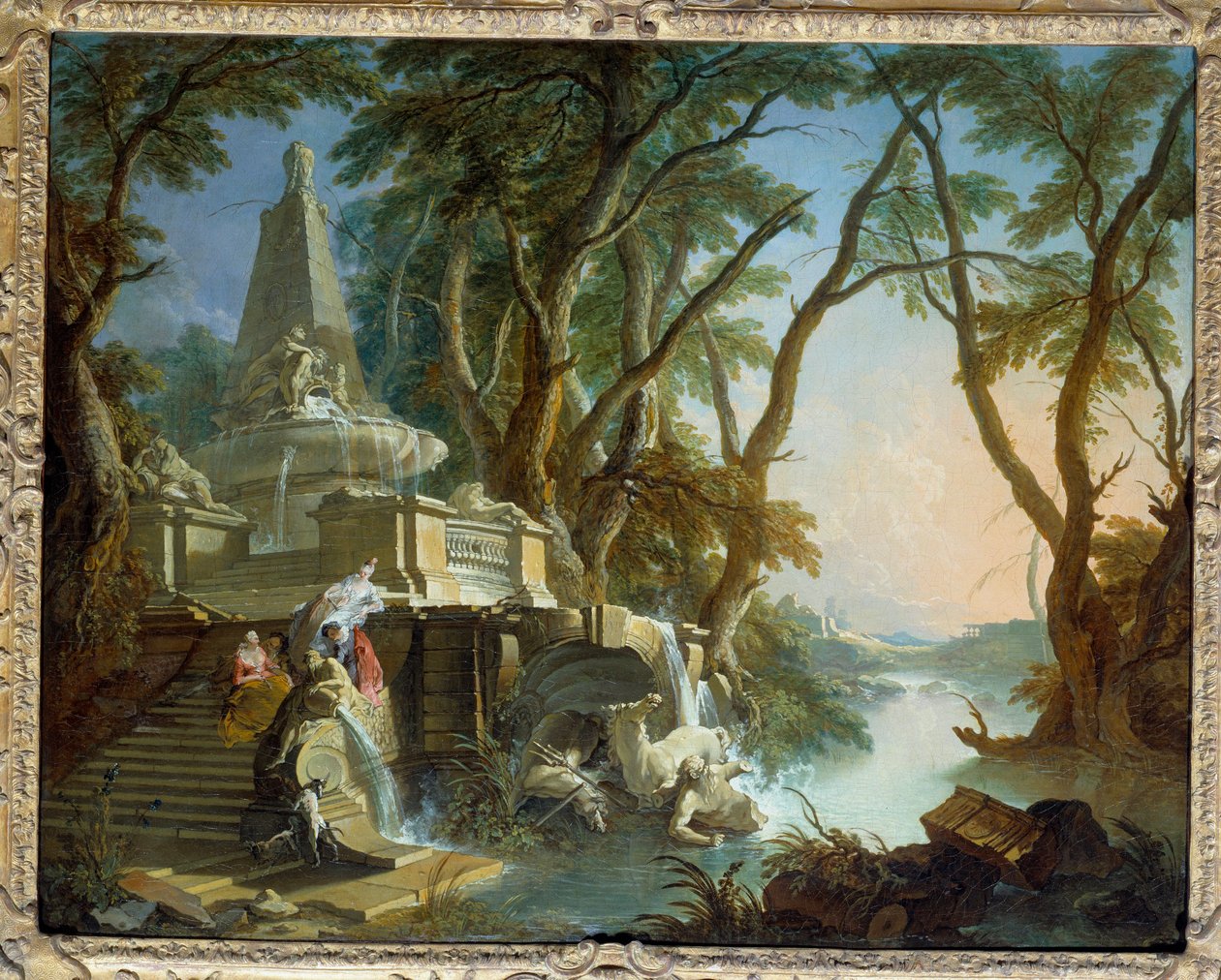 Landscape with pyramidal fountain and statue of Neptune by Jacques de Lajoüe