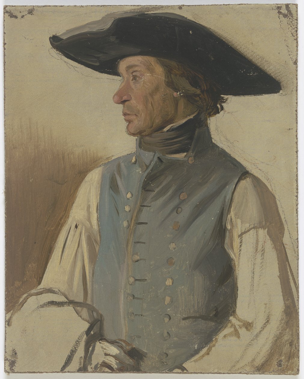 Farmer with Large Hat and Blue Vest by Jakob Becker