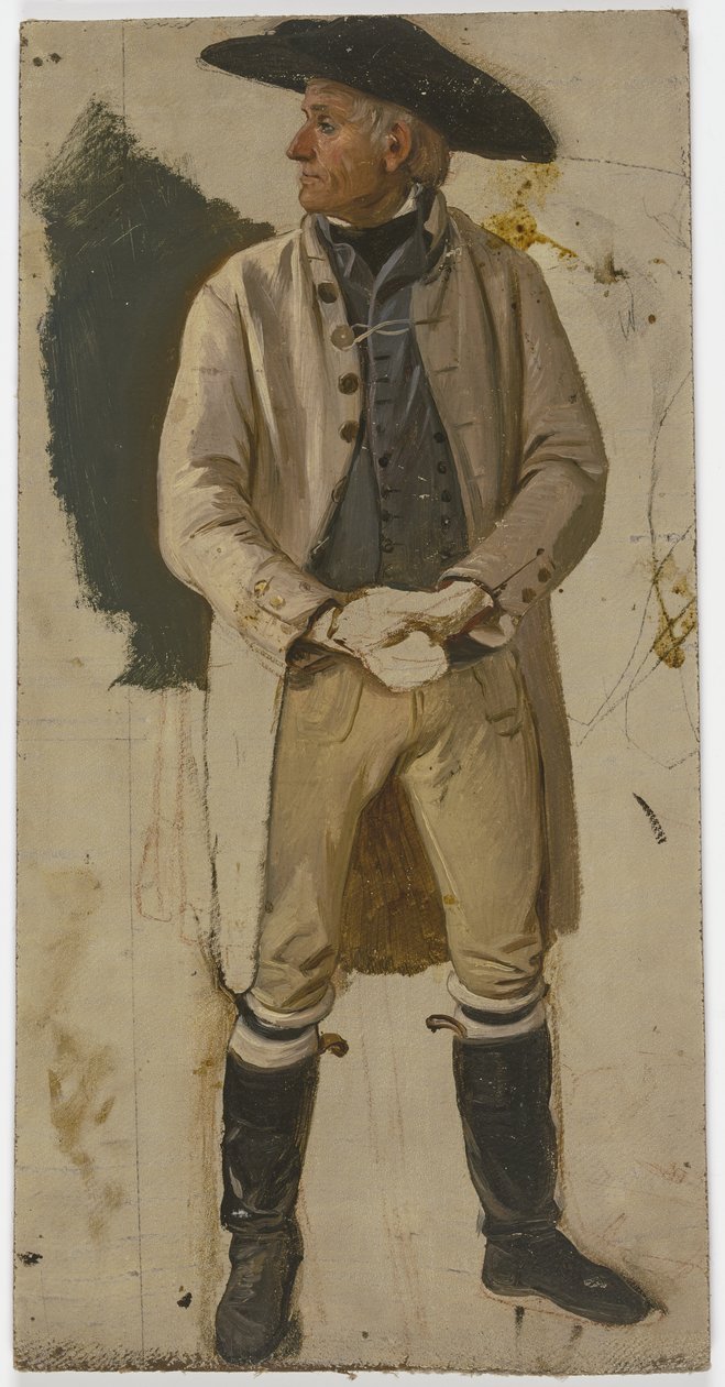 Farmer with Large Hat, White Jacket, and Boots by Jakob Becker