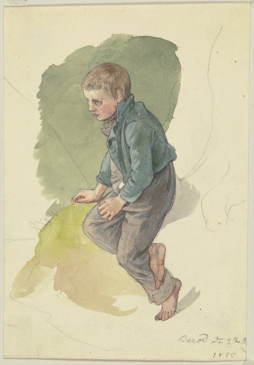Seated Farm Boy from Berod by Jakob Becker
