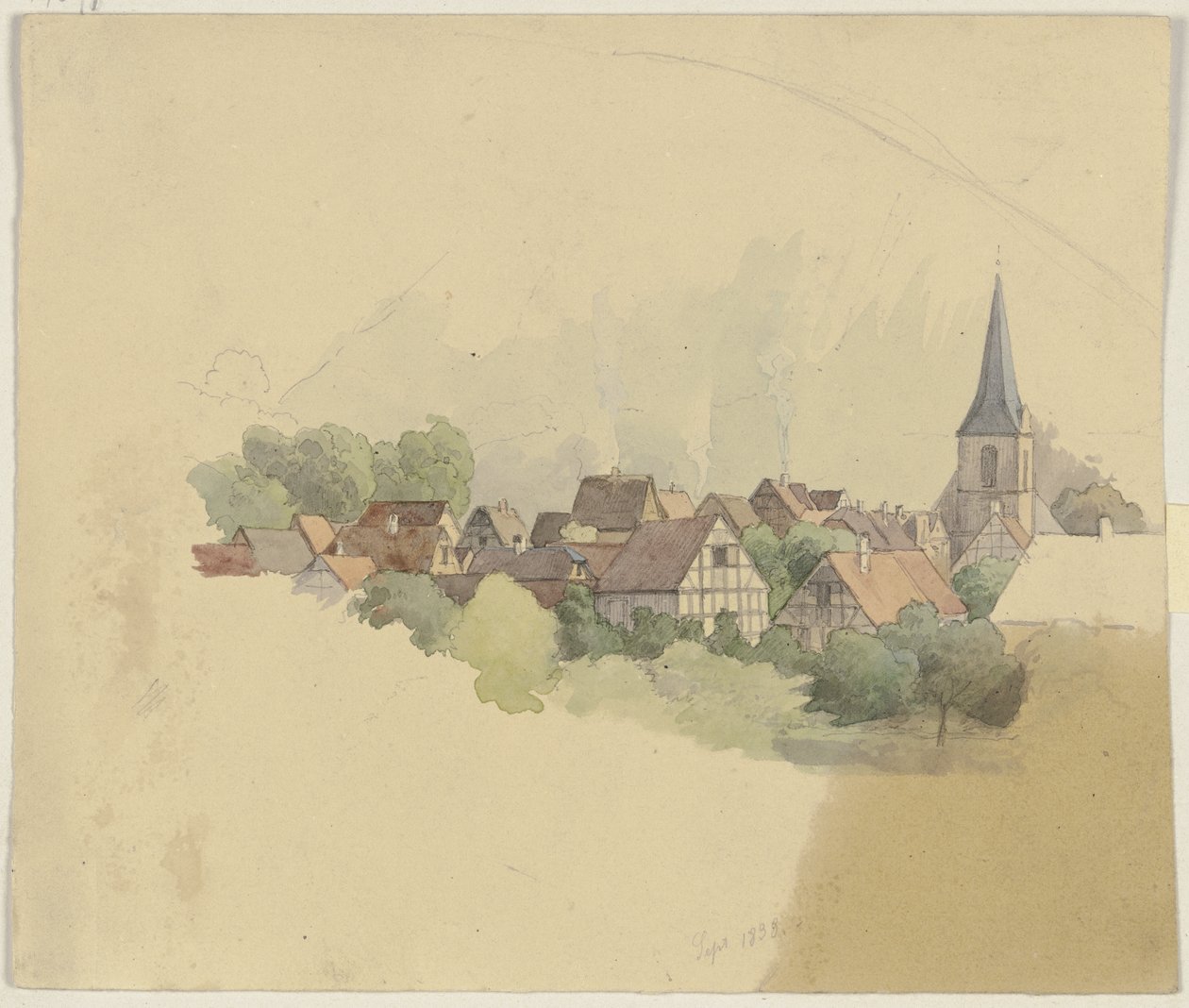Village with Church by Jakob Becker