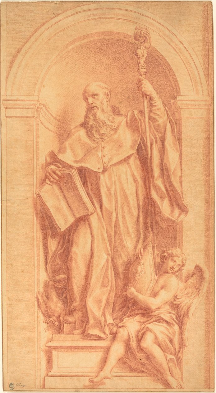 A Sculpture of Saint Benedict in a Niche by Jakob Frey