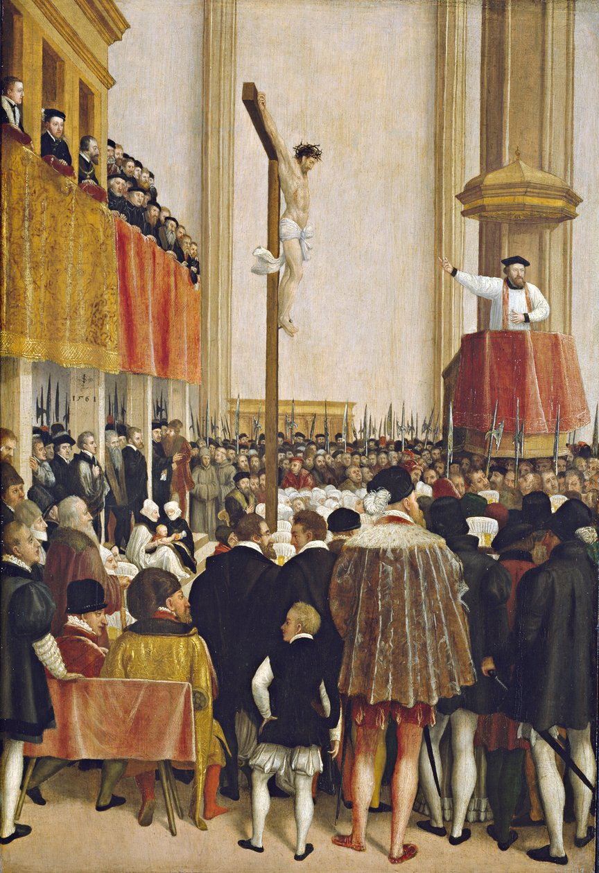 The Sermon of the Papal Legate Cornelio Musso in the Augustinian Church of Vienna by Jakob Seisenegger