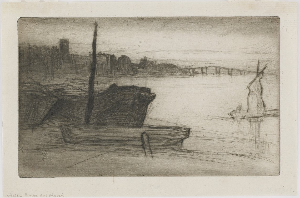 Chelsea Bridge and Church, c.1870-71 by James Abbott McNeill Whistler