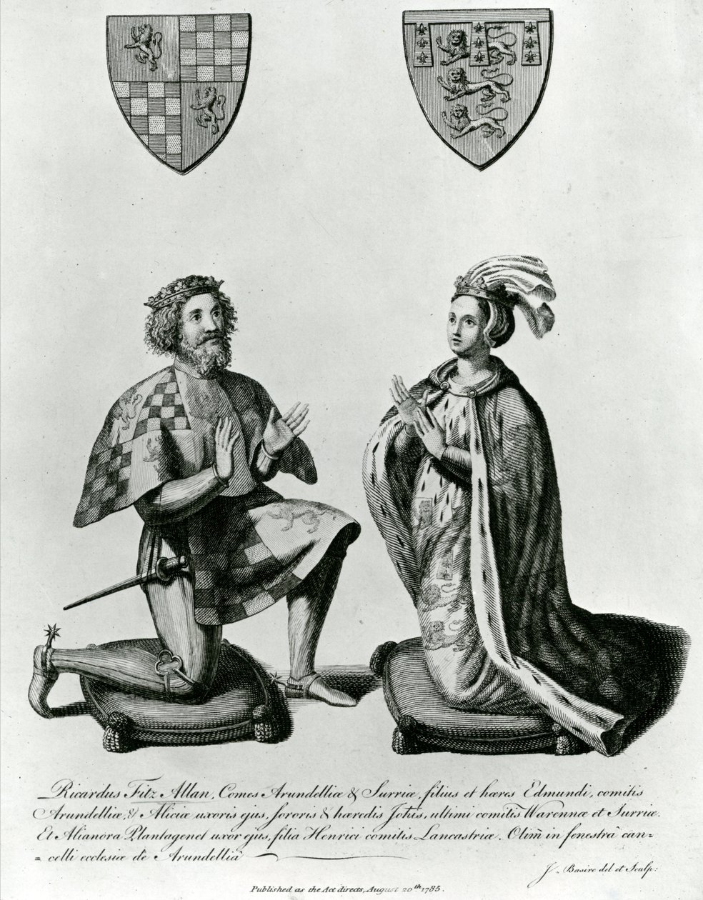 Richard Fitzalan, 3rd Earl of Arundel and Eleanor Countess of Arundel, 1785 by James Basire