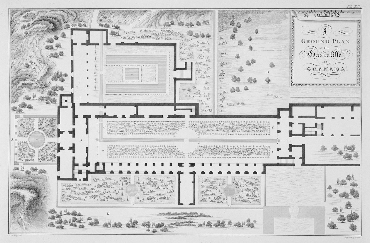 Ground Plan of the gardens of the Generalife, Granada, from 