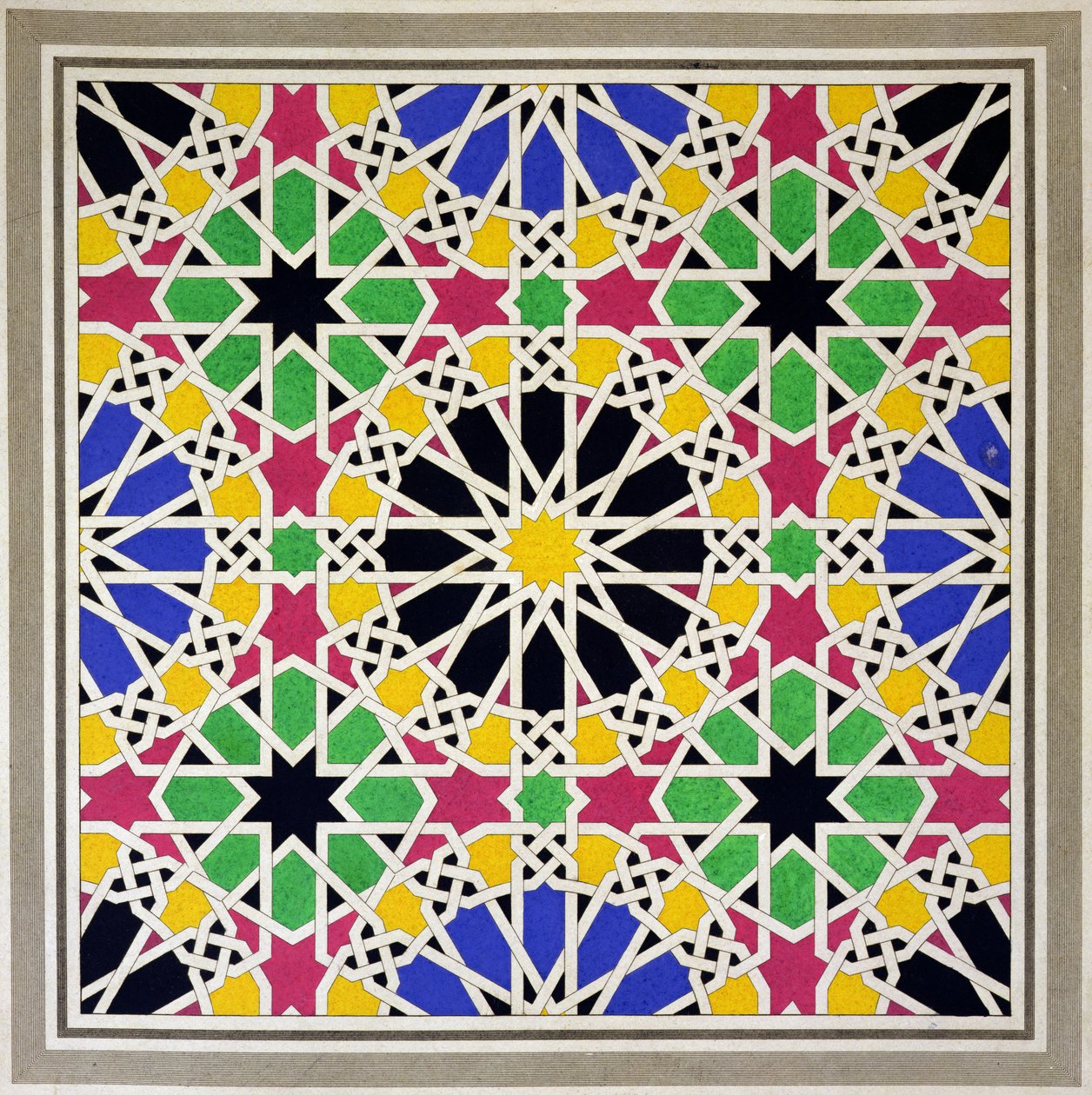 Mosaic ornament in the south side of the Court of the Lions, Alhambra by James Cavanagh Murphy