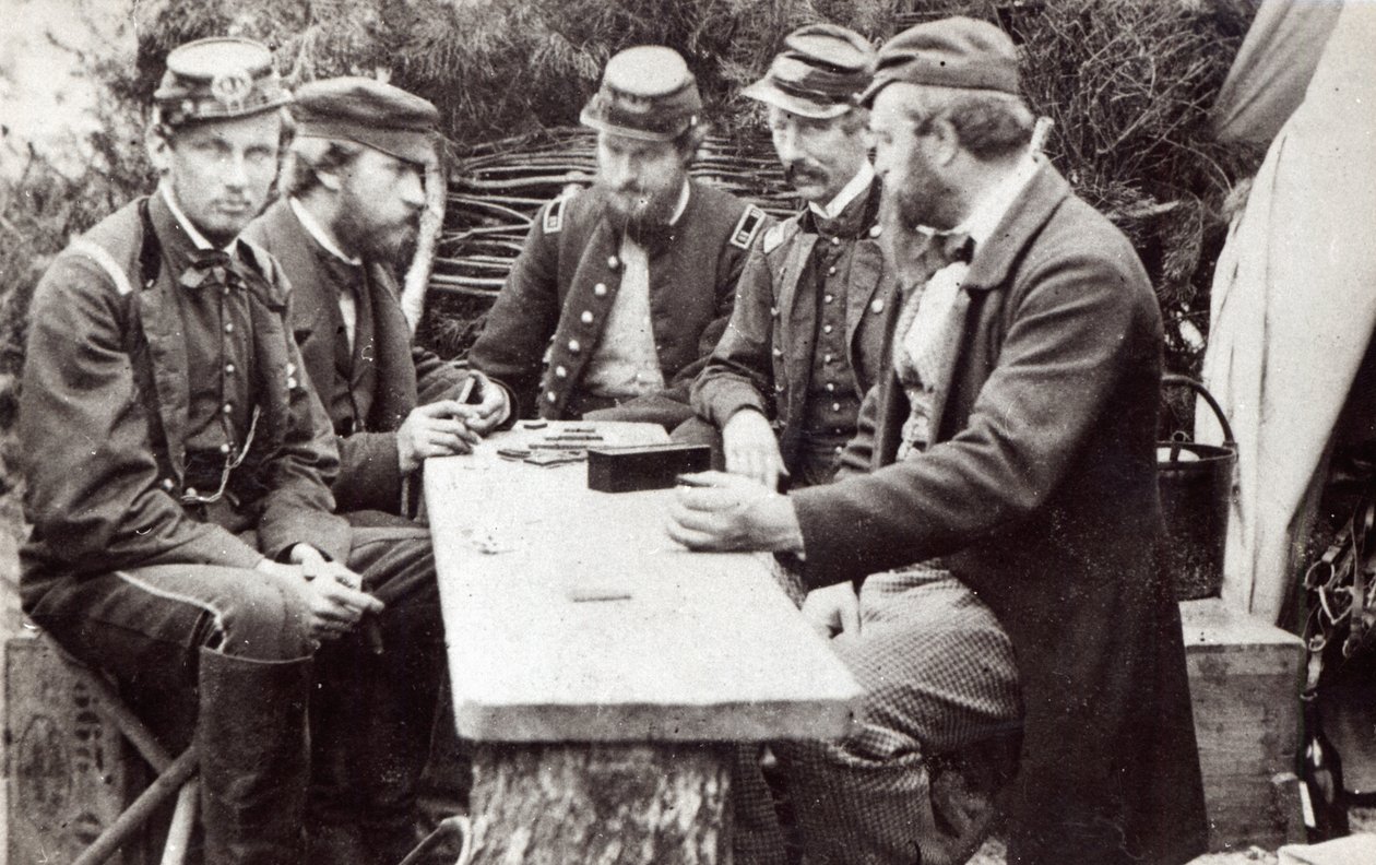 The Comte de Paris and his Brother, the Duc de Chartres, Playing Dominoes as Guests of the Army of the Potomac during the American Civil War, May 3, 1862 by James F. Gibson