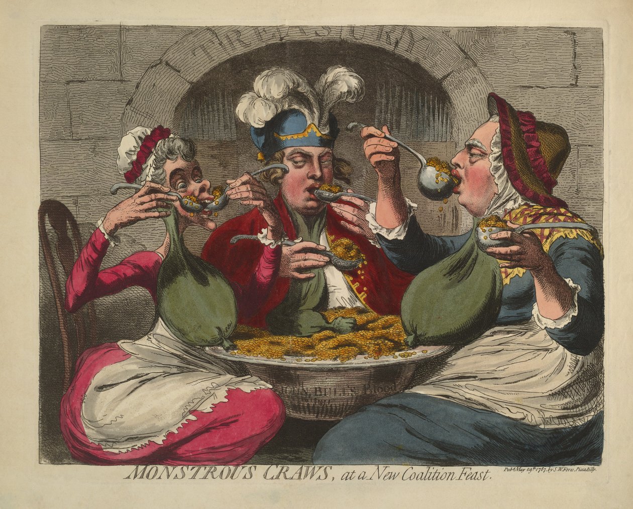 Monstrous Craws, at a New Coalition Feast, pub. 1787 by James Gillray