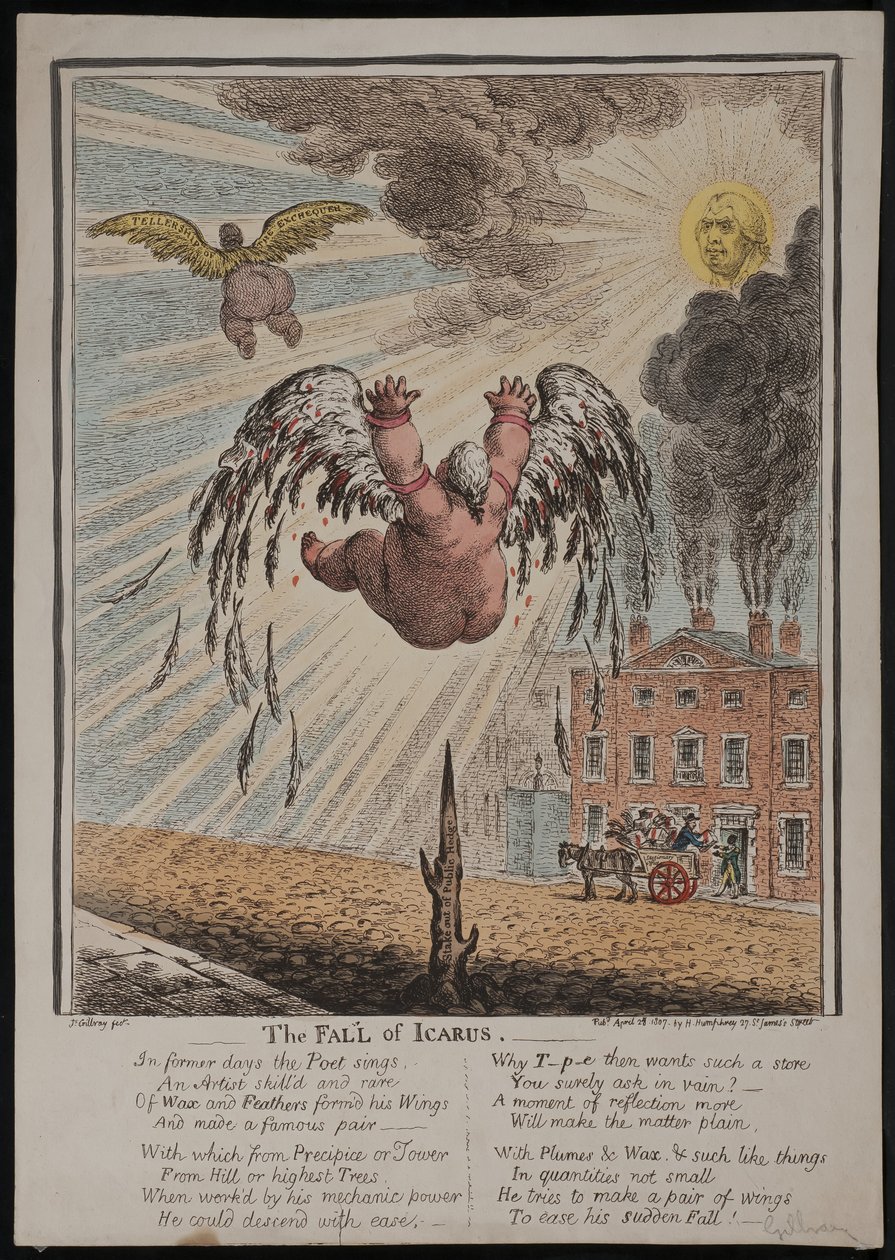 The Fall of Icarus, 1807 by James Gillray