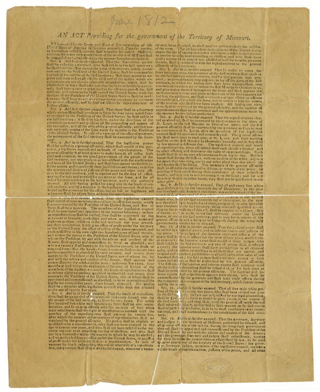 Approved, H. Clay, Wm. H. Crawford, James Madison by James Madison