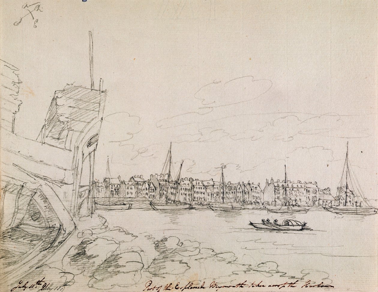 Part of the Esplanade at Plymouth taken across the harbour, 1791 by James Moore