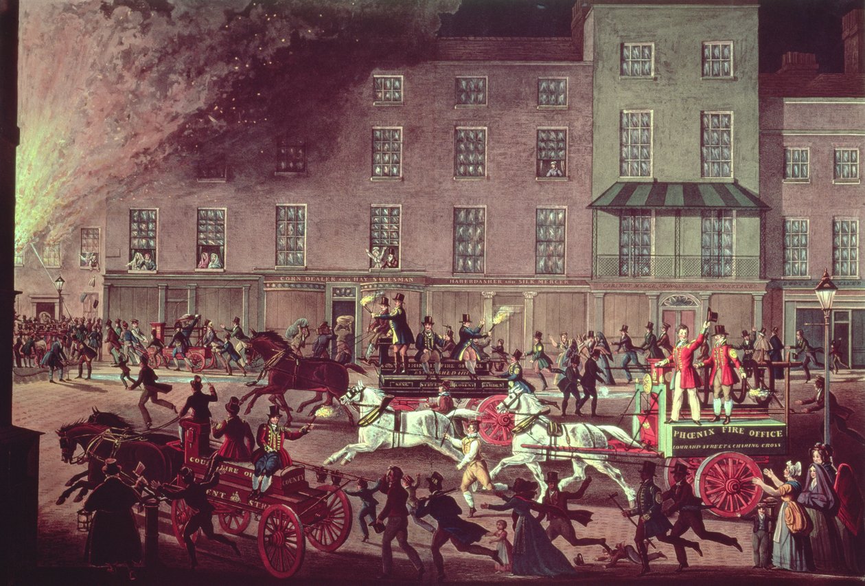 London Fire Engines, engraved by R.G. Reeve, pub. by Thomas McLean, c.1830 by James Pollard