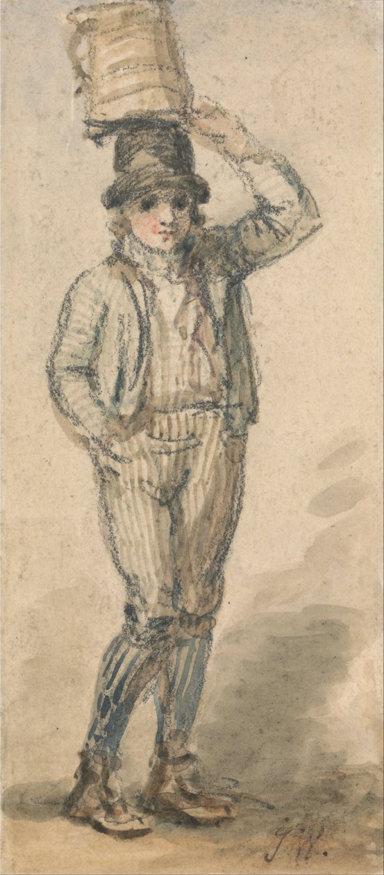 Boy Carrying a Pail on His Head by James Ward