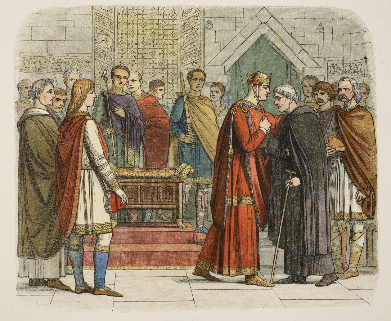 King William I Pays Court to the English Leaders in 1067 (from A Chronicle of England BC 55 to AD 1485, pub. London, 1863) by James William Edmund Doyle