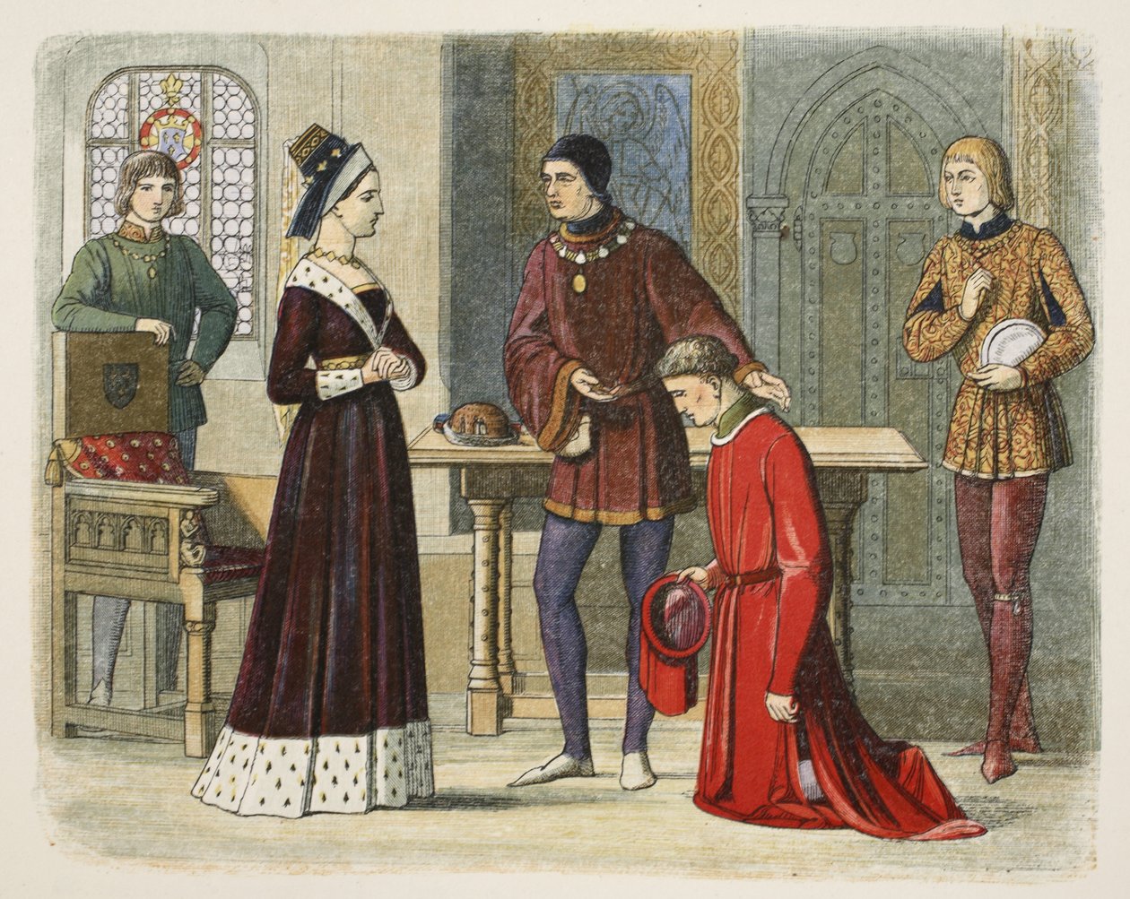The Earl of Warwick submits to Queen Margaret, 1470, from A Chronicle of England BC 55 to AD 1485 by James William Edmund Doyle