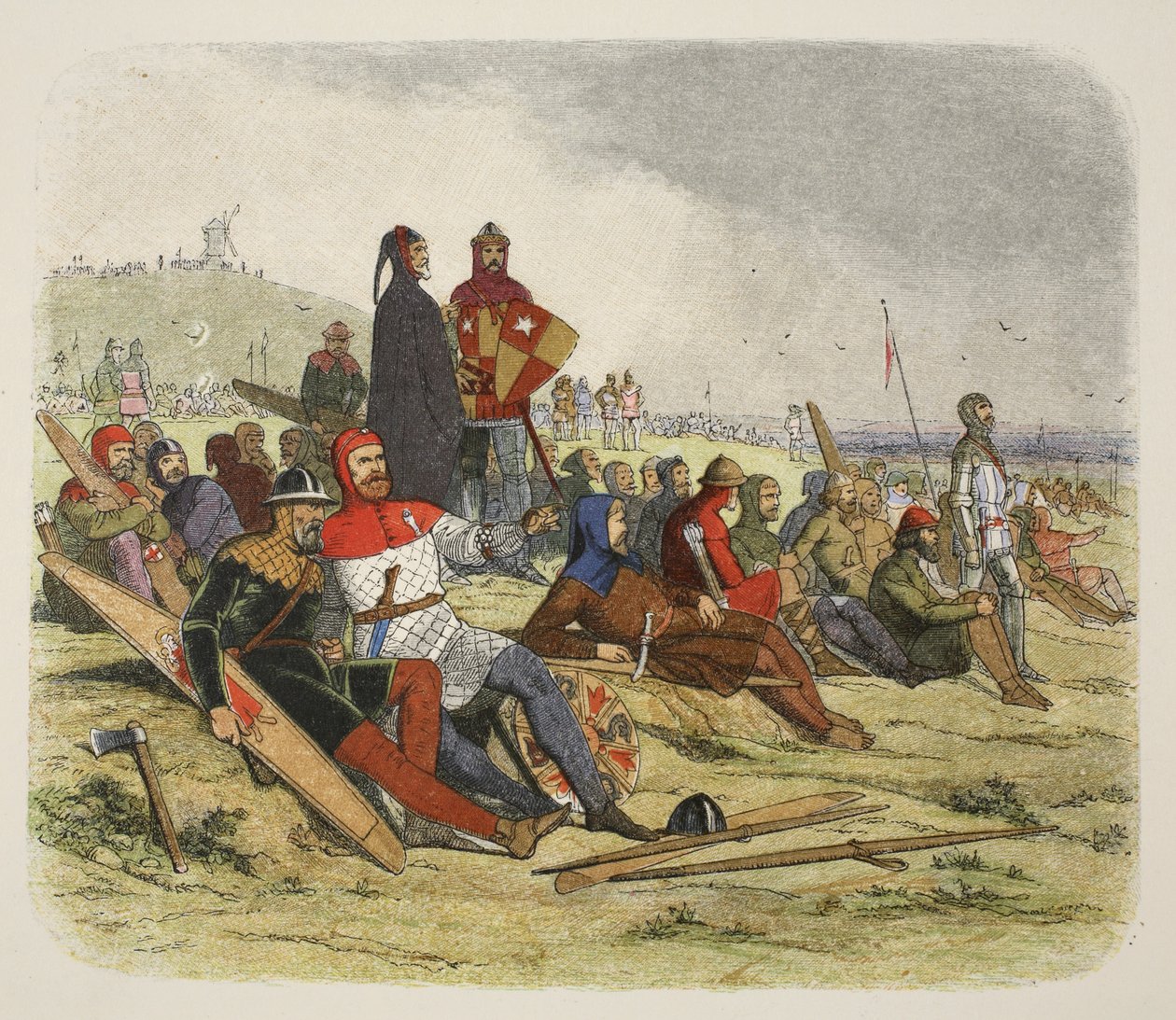 The English Wait for the French at Crécy, from A Chronicle of England BC 55 to AD 1485, Published London, 1863 by James William Edmund Doyle