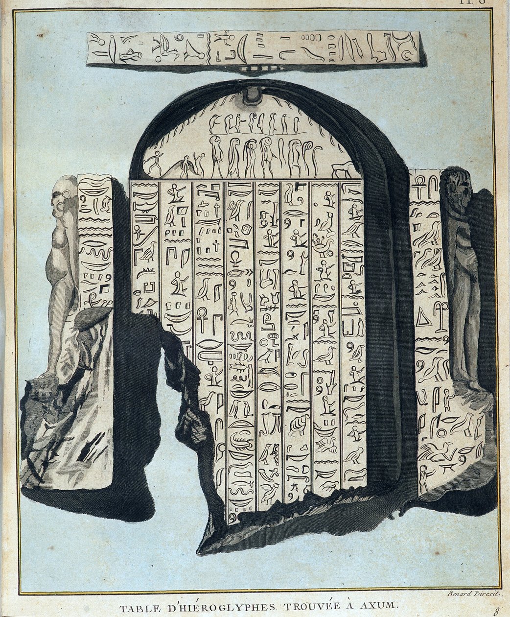 Table of hieroglyphs found in Axoum (Aksoum) - in “Journey in Nubia and Abyssinia undertaken to discover the sources of the Nile during the years 1768 to 1772”, by James Bruce, vol 1, Paris by James Bruce