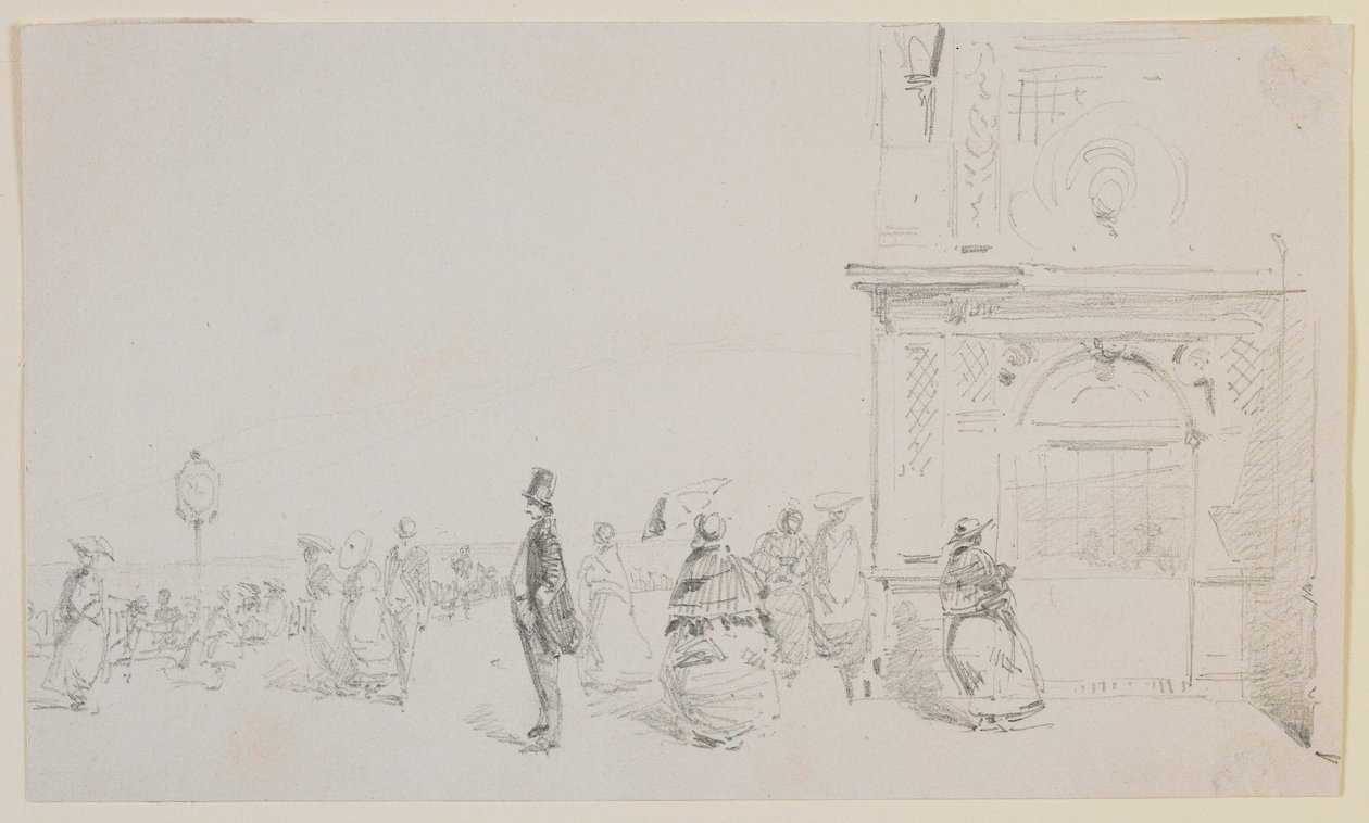 A group of figures on an esplanade by James Abbott McNeill Whistler