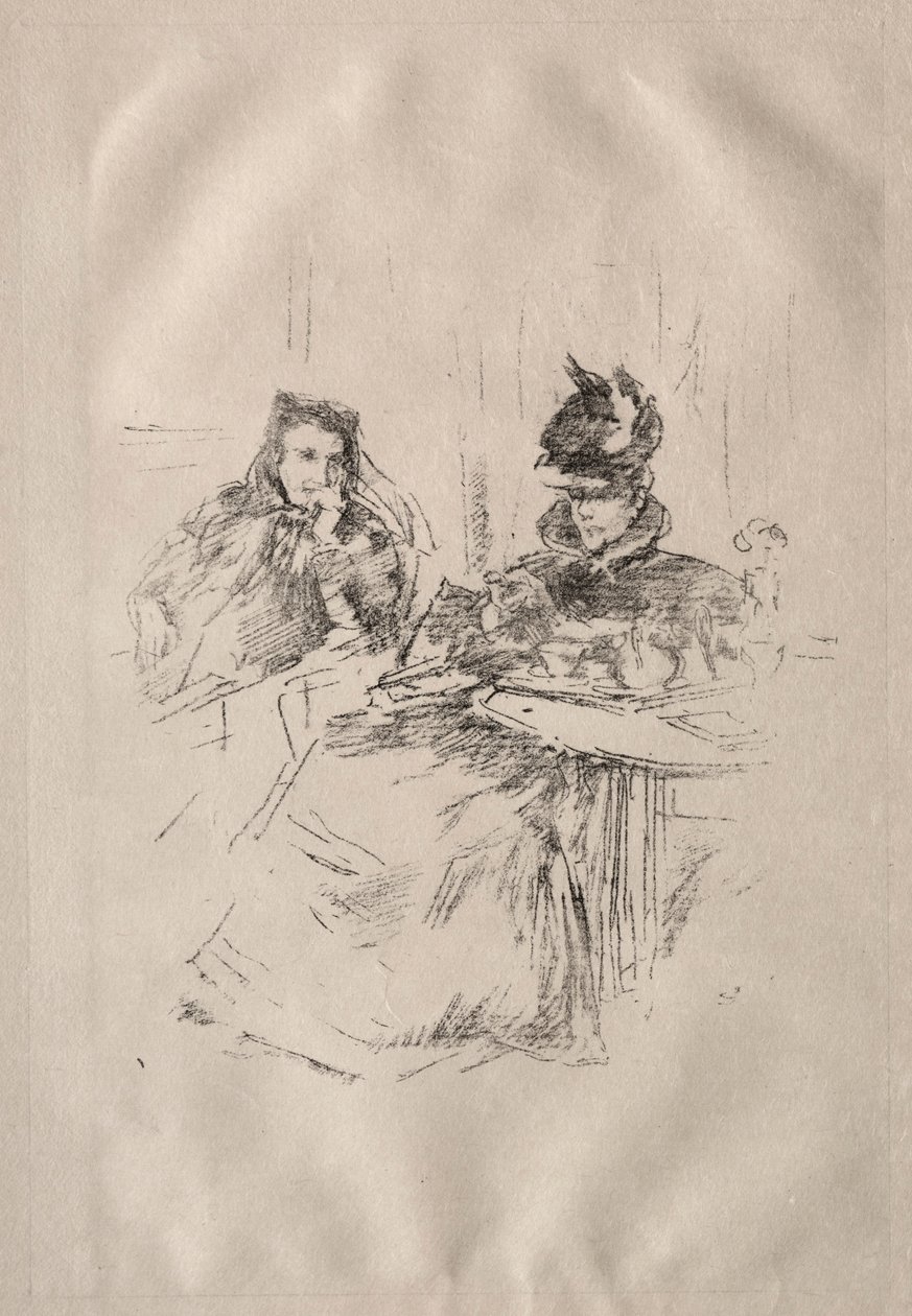 Afternoon Tea, Mrs. Phillips and Mrs. Charles Whibley by James Abbott McNeill Whistler